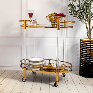 Acrylic Oval Serving Trolley