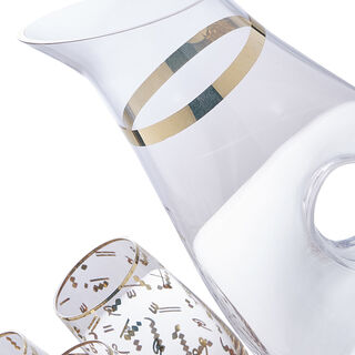 7 Pcs Glass Drink Set Tashkeel Pattern Gold