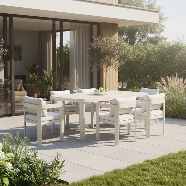 هومز طاولة طعام خارجية ألومنيوم مع وسادة قماش، بيج image number 0