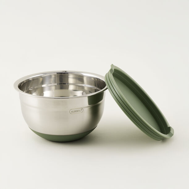 Alberto Stainless Steel Bowl With Silicone Lid, Green, 18 Cm image number 1