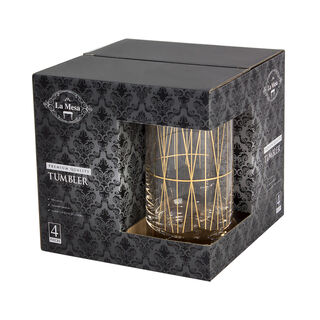 4 Pcs Glass Tall Tumblers With Gold Decal