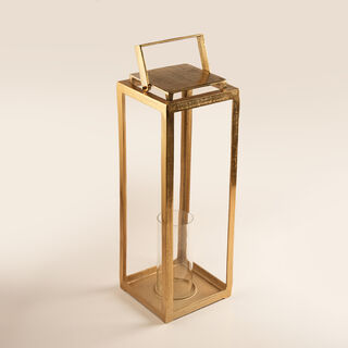 Lucerna aluminum Ramadan candle holder, gold 29.5*10.25*10.25cm