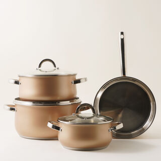 Alberto 7pcs stainless steel cookware set, gold