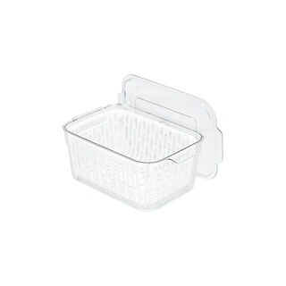 Alberto transparent acrylic fridge container with lid & inner basket 2L