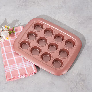 Betty Crocker Non Stick 12 Cup Muffin Pan, Rose Color L:29Xw:23Xh:3Cm