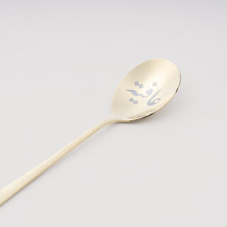 لاميسا طقم ملاعق كيك بنقشة ليزر، ذهبي لامع، 4 قطع