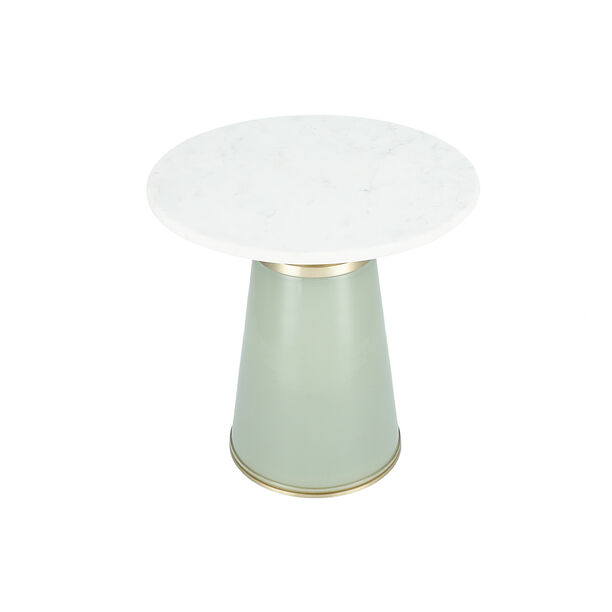 Side Table Grey Glass Base White Marble Top 46 *46 cm image number 3
