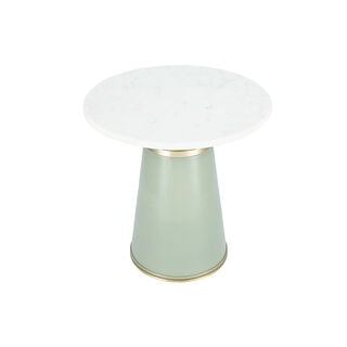 Side Table Grey Glass Base White Marble Top 46 *46 cm