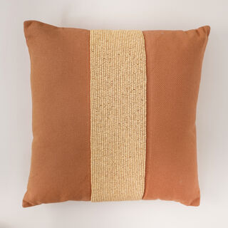 Boutique Blanche cotton hand embellished cushion, brown