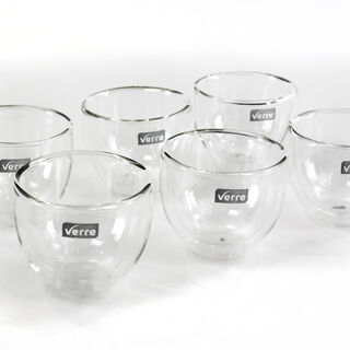 6 Pcs Double Wall Cawa Borosilicate Glass Cup Plain No Design