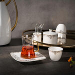 Dallaty white with silver and gold prints Tea and coffee cups set 28 pcs image number 0