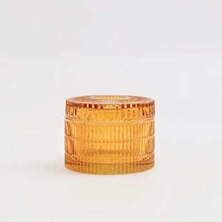 Homez Glass Ribbed Tissue Box 16*16*11Cm, Orange