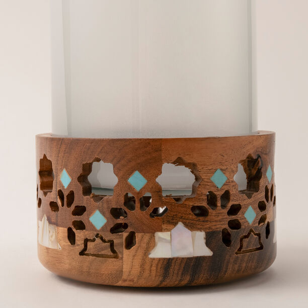 Homez handcrafted wooden candle holder 12*12*18 cm image number 2