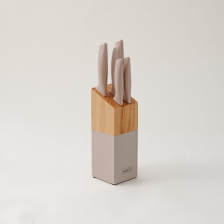 Alberto 6 piece stainless steel and green wood knife block set