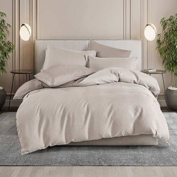 Cottage chevron 2pc comforter set twin 150*220cm microfiber beige image number 0