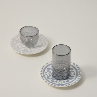 Dallaty white porcelain and glass Tea and coffee cups set 18 pcs