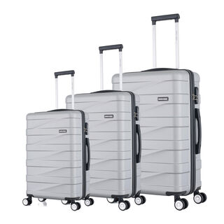 3 Piece Abs Trolley Case Set Horizontal Stripes Silver 20/24/28"