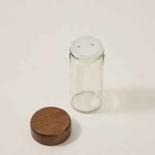 Billi glass spice jar set with wooden rack & rotating base 12 pcs