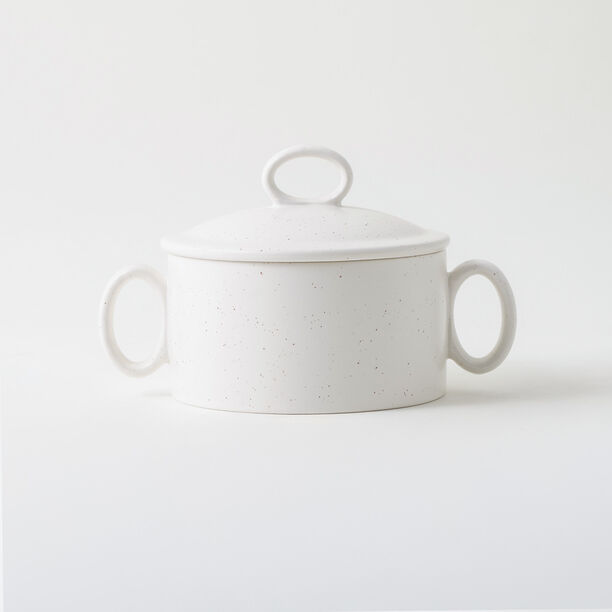 La Mesa stoneware oven to table large pot with lid, beige 18*12.2*6.5 cm image number 0