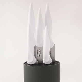 Samura 6pcs stainless steel mojo knife block set in white