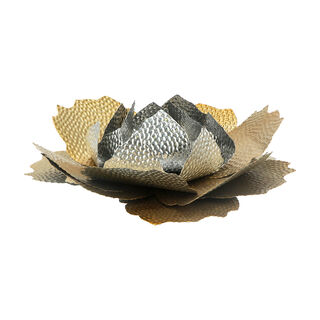 Wall Accent Metal Gold & Silver Flower