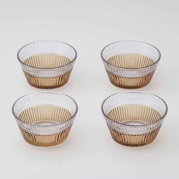 دلتي زبدية زجاج، عسلي، 4 قطع image number 0