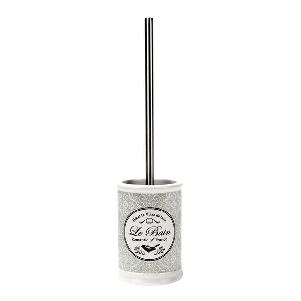 Ceramic Toilet Brush Holder With Stainless Pole Black Bristle Brush  image number 0