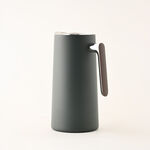 1L green steel vacuum flask with wooden handle image number 1