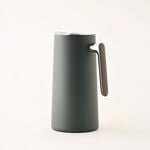 1L green steel vacuum flask with wooden handle image number 1
