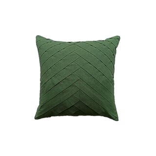 Cottage Pleated Cotton Cushion 50x50 Cm Dark Green