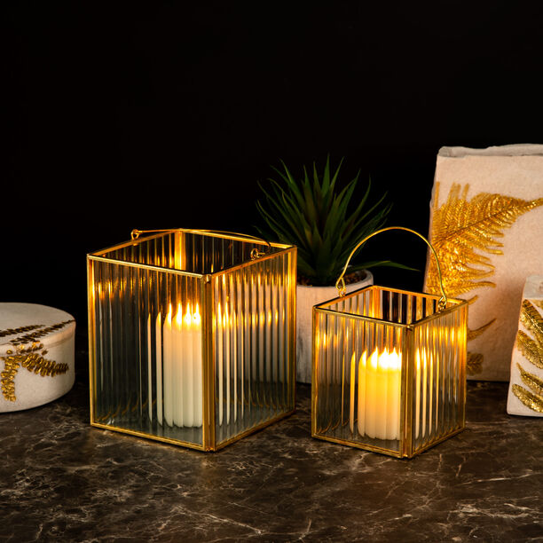 Buy Candle Holder Metal & Glass 10.5X10.5X13 Cm Online Nice