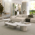 هومز كوردا طاولة جانبية رخام، أوف وايت 62*46*44 سم image number 0