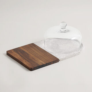 Alberto marble, acacia wood cheese platter, white 45*26*17cm