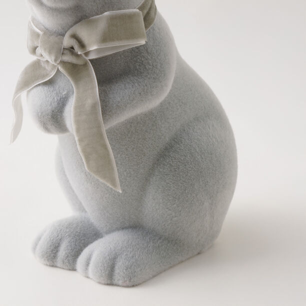 Homez Resin Flocked Rabbit With Ribbon, Grey 14.5*9.5*25 Cm image number 3