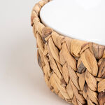 Porcelain Round Salad Bowl With Rattan Basket image number 2