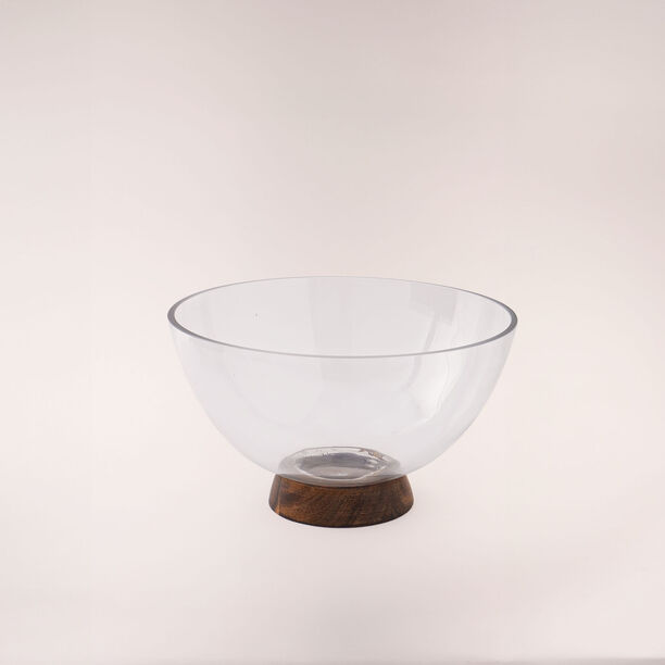 La Mesa dia 21.5cm glass bowl with acacia wood base image number 0