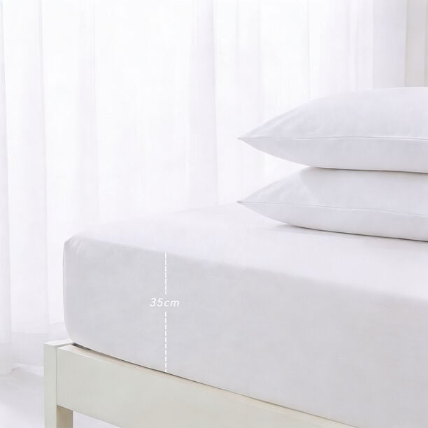 Boutique Blanche Fitted Sheet 100% Cotton 300Tc Sateen Super King, White 200*200 Cm image number 2