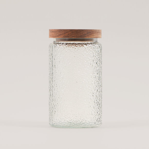 Alberto 3pcs glass canister set with acacia wooden lids image number 1