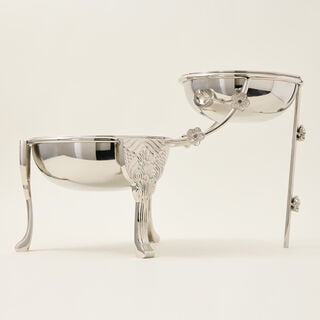 DOUBLE BOWL FRUIT STAND NICKLE PLATED