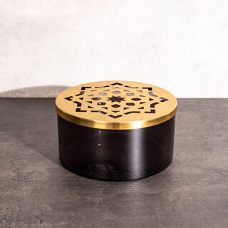 Metal & Glass Vase With Steel Cover Casa Blanca