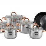 Alberto Stainless Steel Cookware Set 12 Pieces Golden Handle image number 2
