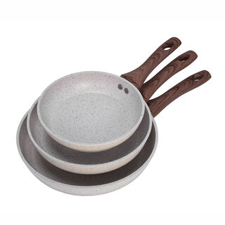 Alberto Forged Aluminum Frypan Set 3 Pieces Cream