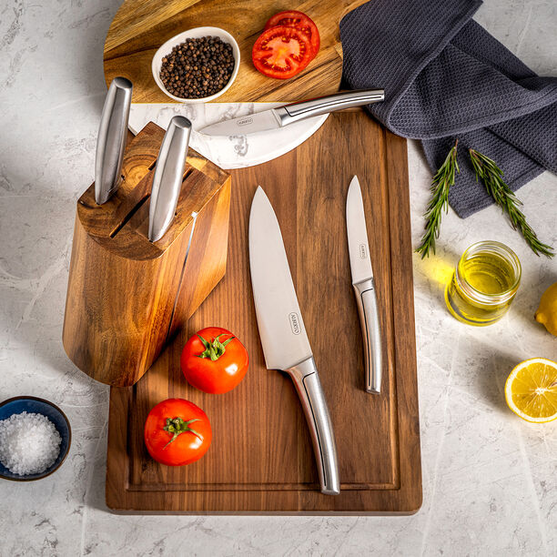 Alberto stainless steel knife set with wooden knife block 5 pcs image number 0