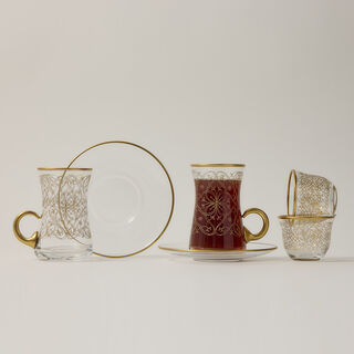 18Pcs Glass Arabic T&C Mrc Serve 6 Gold
