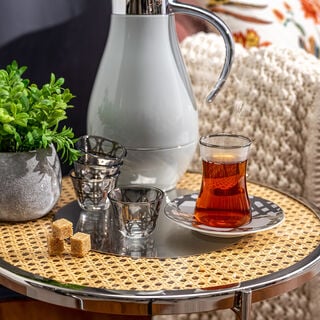 طقم شاي وقهوة عربي زجاج 18 قطعة