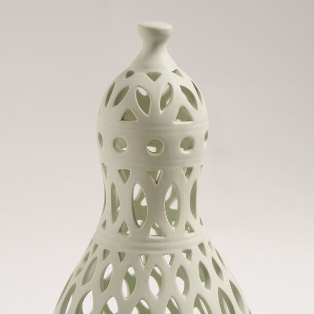 Homez gray ceramic candle holder 15.4*15.4*33 cm image number 2