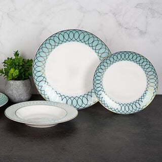 La Mesa gold/fairouz porcelain dinner set 18 pcs