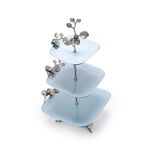 La Mesa 3 Tiers Serving Plates Silver Blue Design image number 1