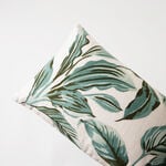 Boutique Blanche rectangular cotton pillow with leaves embroidery, green 45*35*15cm image number 2