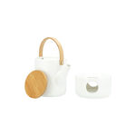 Tea Pot With Bamboo Handle And Warmer In Semi Matt image number 2
